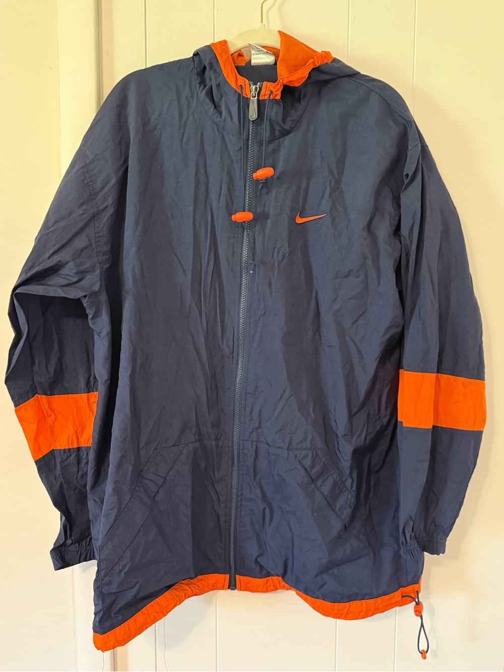 Nike Navy and Orange Hooded Windbreaker Jacket